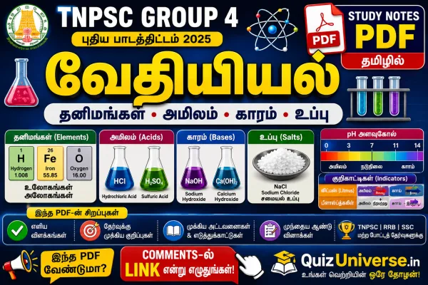 TNPSC வேதியியல் – தனிமங்கள், அமிலம், காரம், உப்பு | தமிழ் படிப்புக் குறிப்புகள் PDF